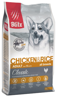 Blitz Classic Adult Dog Chicken & Rice – сухой корм для взрослых собак всех пород