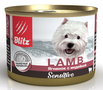 Blitz Sensitive Dog Lamb (Ягненок с индейкой) – влажный корм для собак