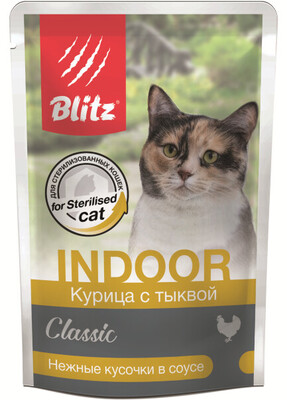 Blitz Classic Cat Indoor Sterilised (Курица с тыквой) – влажный корм для кошек