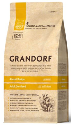 Grandorf Adult Sterilised Cat 4Meat + Probiotic - сухой корм для взрослых стерилизованных кошек и кастрированных котов