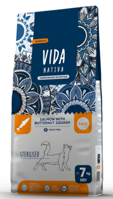 Vida Nativa Nordica Salmon With Butternut Squash Sterilised Adult Cat - сухой корм для стерилизованных взрослых кошек и кастрированных котов всех пород