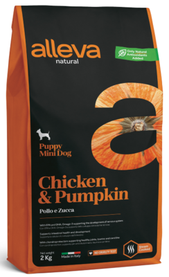 Alleva Natural Puppy Mini Chicken & Pumpkin – сухой корм для щенков мелких пород, беременных и кормящих сук