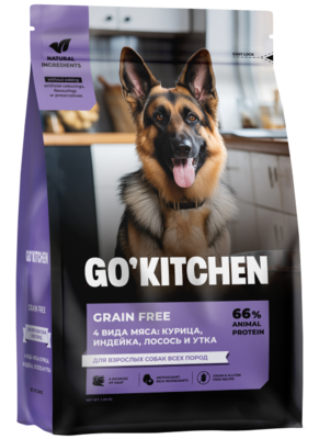 Go`Kitchen Grain Free Adult Dog (4 вида мяса) – сухой корм для взрослых собак всех пород