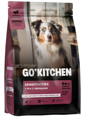 Go`Kitchen Sensitivities Dog Duck (утка с овощами) – сухой корм для щенков, взрослых и пожилых собак всех пород