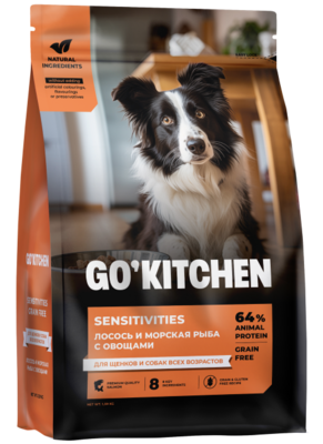 Go`Kitchen Sensitivities Dog Salmon (лосось с овощами) – сухой корм для взрослых собак всех пород