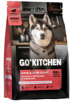 Go`Kitchen Hair & Skin Care Dog Salmon (лосось с фруктами и овощами) – сухой корм для щенков, взрослых и пожилых собак всех пород