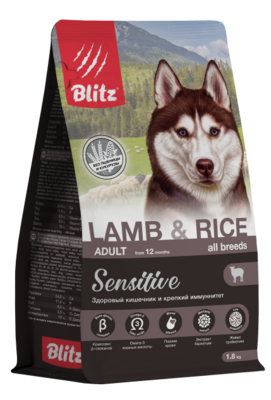 Blitz Sensitive Adult Dog Lamb & Rice – сухой корм для взрослых собак всех пород