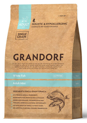 Grandorf Adult Dog Mini White Fish – сухой корм для взрослых собак мелких пород