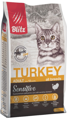 Blitz Sensitive Adult Cat Turkey – сухой корм для взрослых кошек всех пород