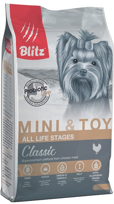Blitz Classic Mini & Toy All Life Stages – сухой корм для взрослых собак и щенков миниатюрных и мелких пород