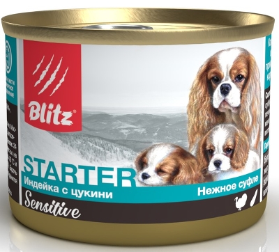 Blitz Sensitive Dog Starter (Индейка с цукини) – влажный корм для щенков, беременных и кормящих сук