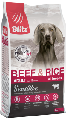 BLITZ ADULT DOG BEEF & RICE (ГОВЯДИНА и РИС) – сухой корм для взрослых собак всех пород