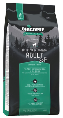 Chicopee HNL Soft Adult Ostrich & Potato (страус с картофелем) – сухой корм для взрослых собак всех пород