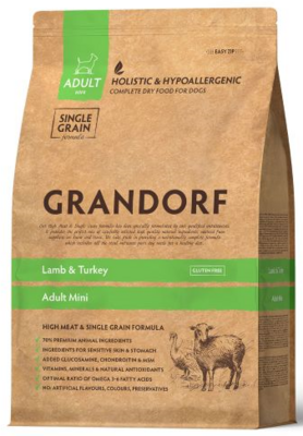 Grandorf Adult Dog Mini Lamb & Turkey - сухой корм для взрослых собак мелких пород