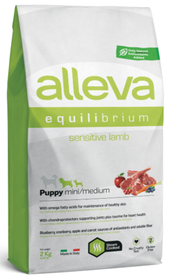 Alleva Equilibrium Puppy Mini & Medium Lamb – сухой корм для щенков мелких и средних пород, беременных и кормящих сук
