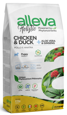 Alleva Holistic Puppy Medium Chicken & Duck – сухой корм для щенков средних пород, беременных и кормящих сук